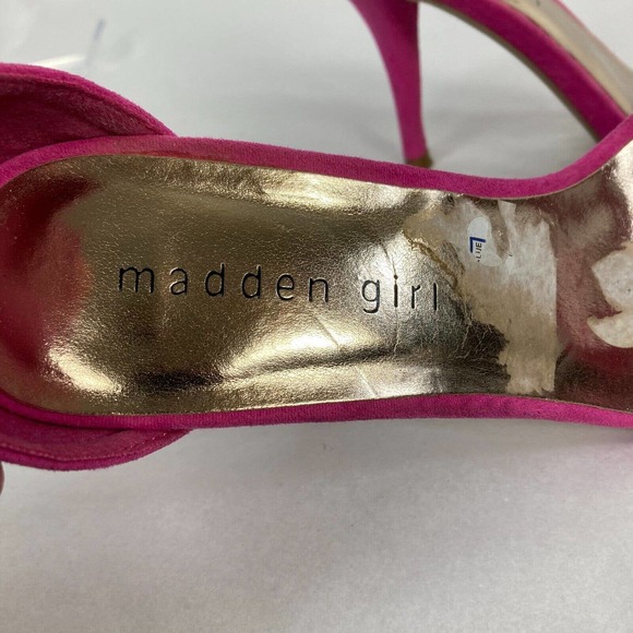 Madden Girl Shoes Womens Sz 7 Darling‎ Pink Faux Suede Open Toe Heel Sandals - Picture 6 of 8
